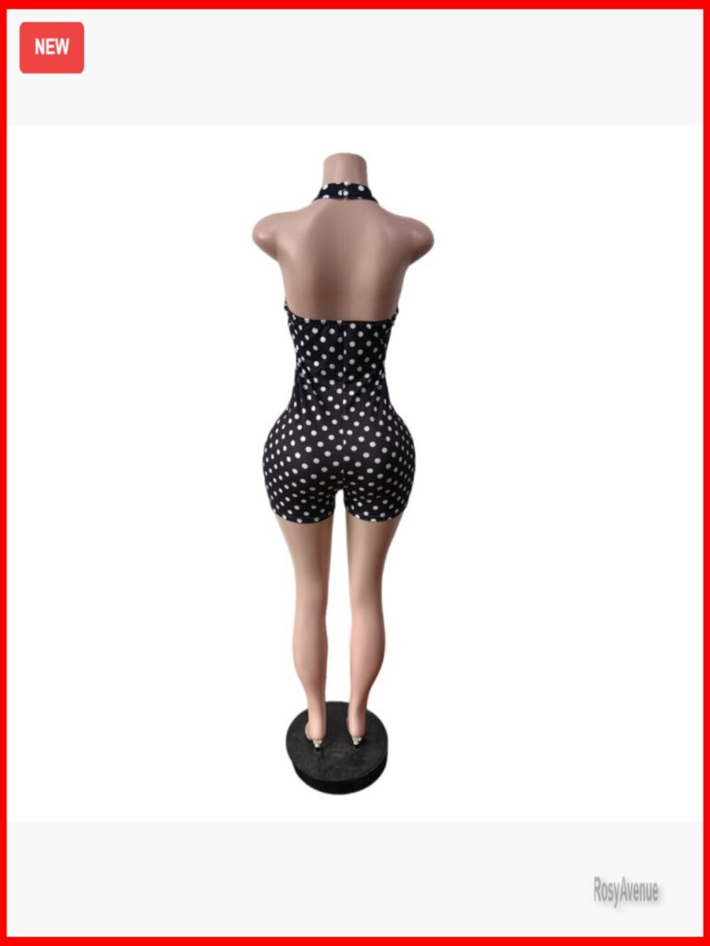 Polka Dot Backless Halter Jumpsuit Club Bodycon Romper - Picture 6 of 6